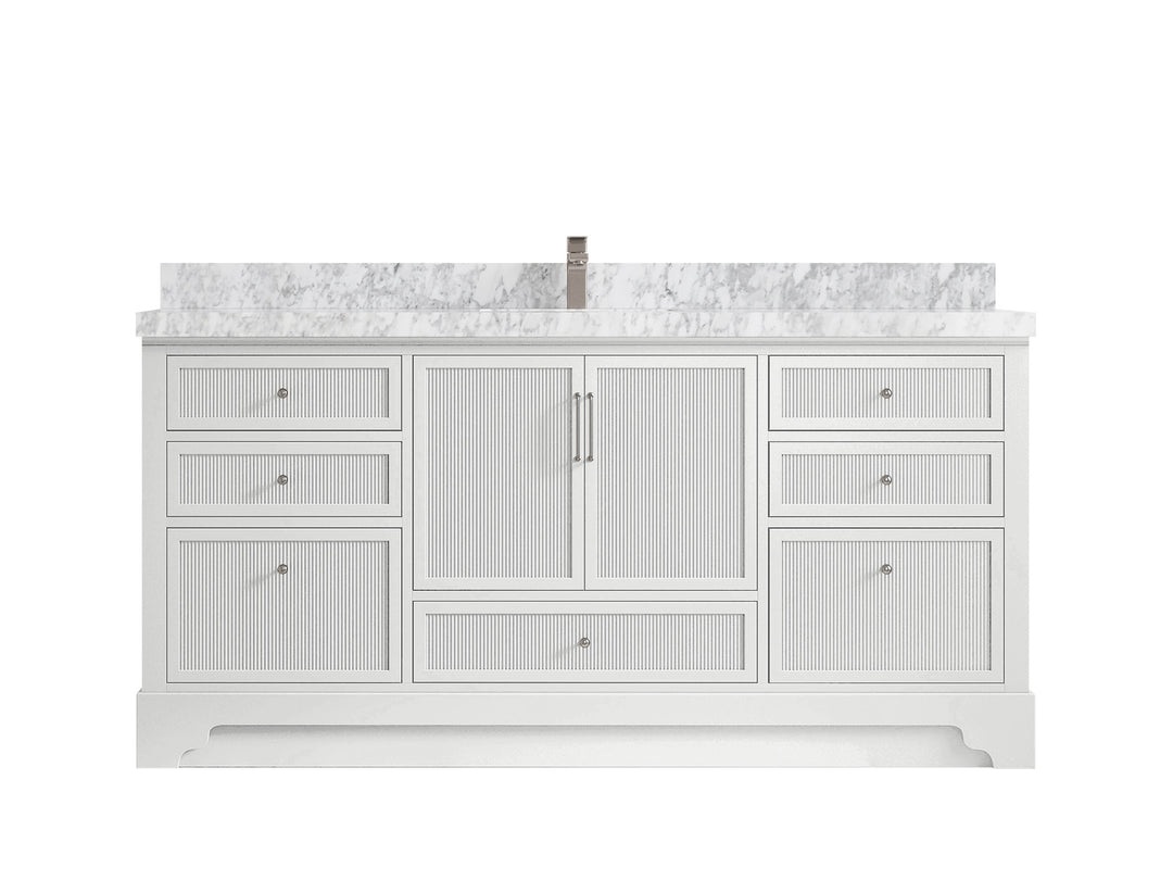 Alys 72 in. W x 22 in. D Single Sink Bathroom Vanity in White with 2 in Carrara Marble Countertop 