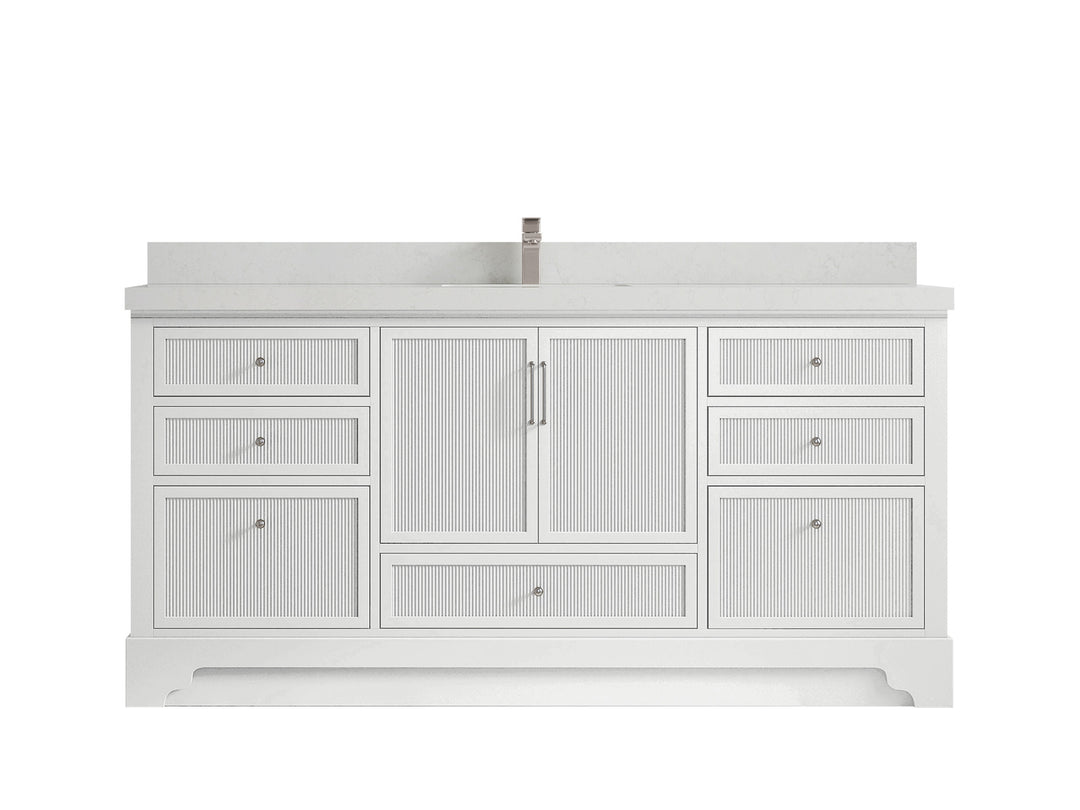 Alys 72 in. W x 22 in. D Single Sink Bathroom Vanity in White with 2 in Carrara Quartz Countertop 