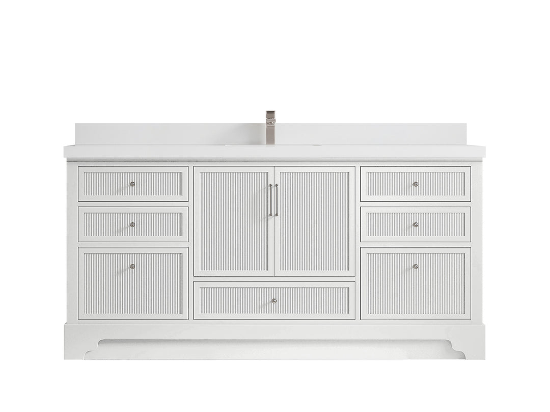 Alys 72 in. W x 22 in. D Single Sink Bathroom Vanity in White with 2 in White Quartz Countertop 