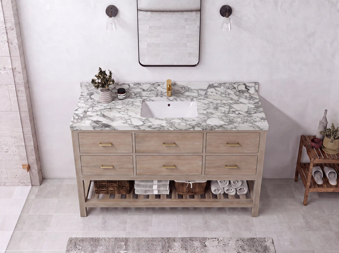 Parker Teak Wood 60 in. W x 22 in. D Single Sink Bathroom Vanity | 
              
                Light Gray Washed
                
                  
             - PRK_TK_LGW_WHQZ_60S - photo №24