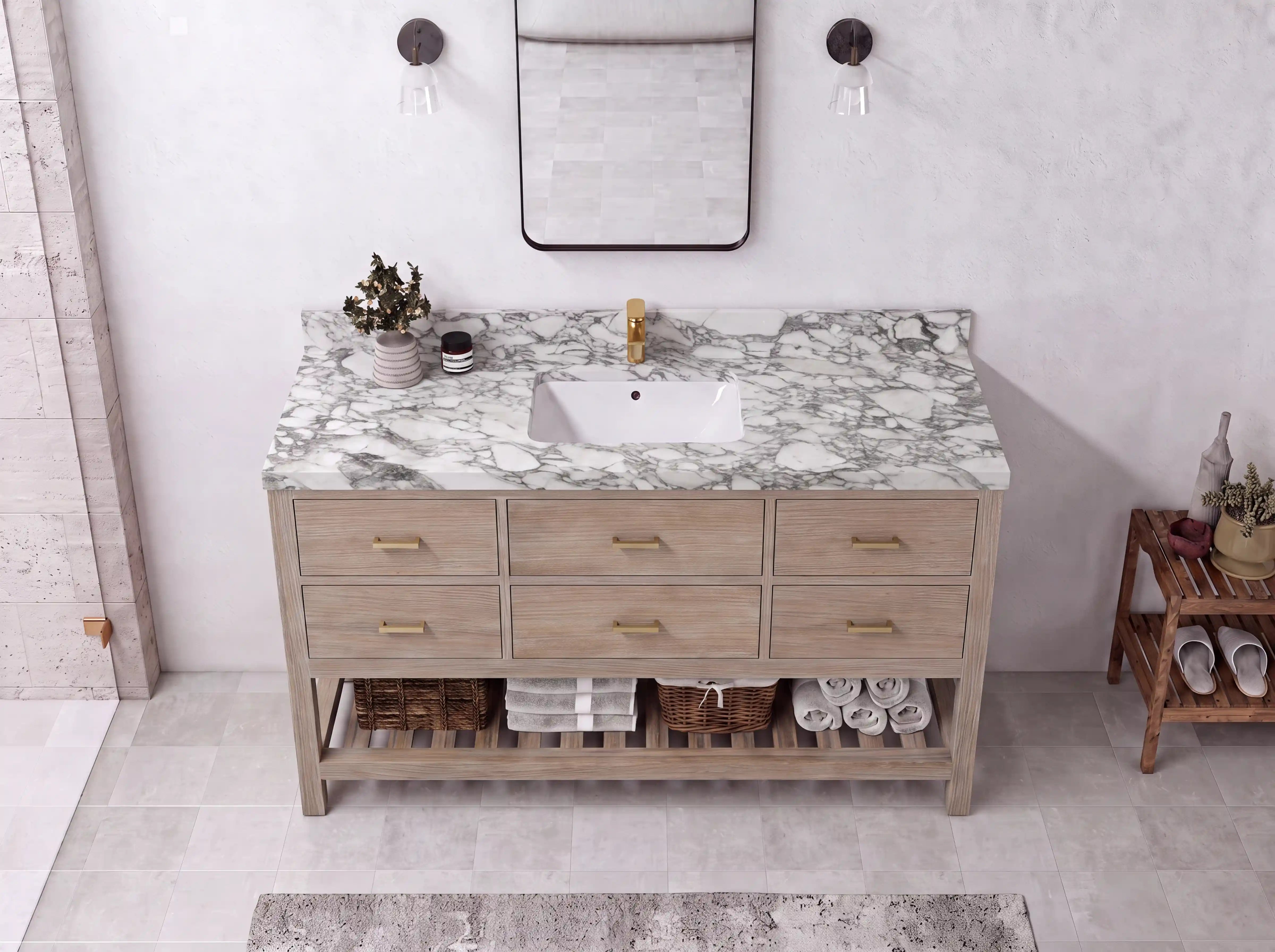 Parker Teak Wood 60 in. W x 22 in. D Single Sink Bathroom Vanity