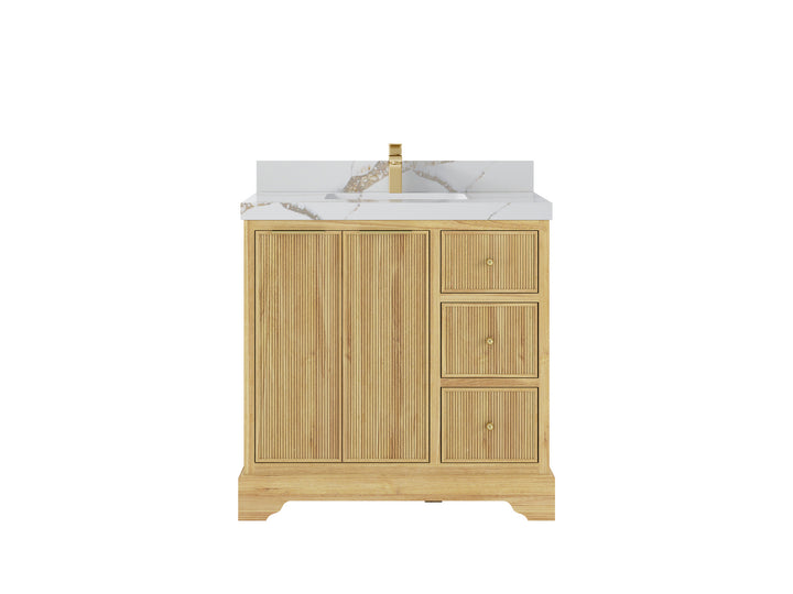 Austin Teak Wood 36" W x 22" D Center Sink Vanity for Contemporary Bathrooms - photo 20