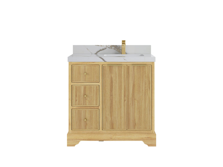 Austin Teak Wood 36 in. W x 22 in. D Right Offset Sink Bathroom Vanity - photo 20