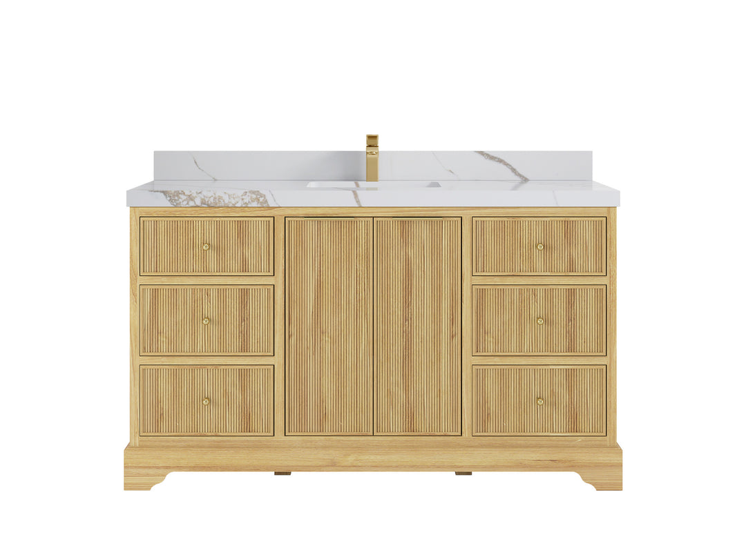 Austin Teak Wood 60 in. W x 22 in. D Single Sink Bathroom Vanity