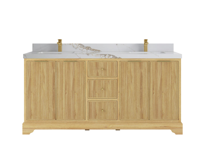 Austin Teak Wood 72 in. W x 22 in. D Double Sink Bathroom Vanity - photo 20