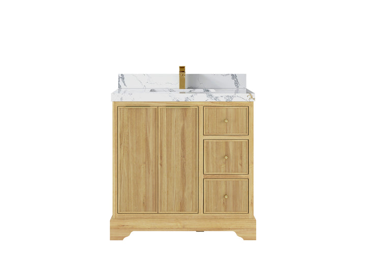 Austin Teak Wood 36" W x 22" D Center Sink Vanity for Contemporary Bathrooms - photo 21