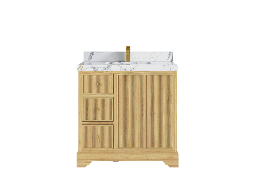 Austin Teak Wood 36 in. W x 22 in. D Center Sink Bathroom Vanity