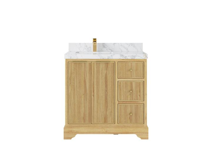 Austin Teak Wood 36 in. W x 22 in. D Left Offset Sink Bathroom Vanity - photo 21