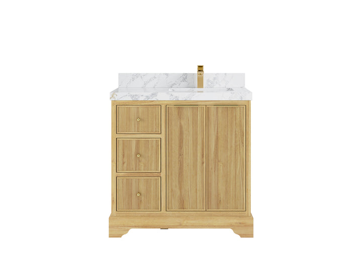 Austin Teak Wood 36 in. W x 22 in. D Right Offset Sink Bathroom Vanity - photo 21