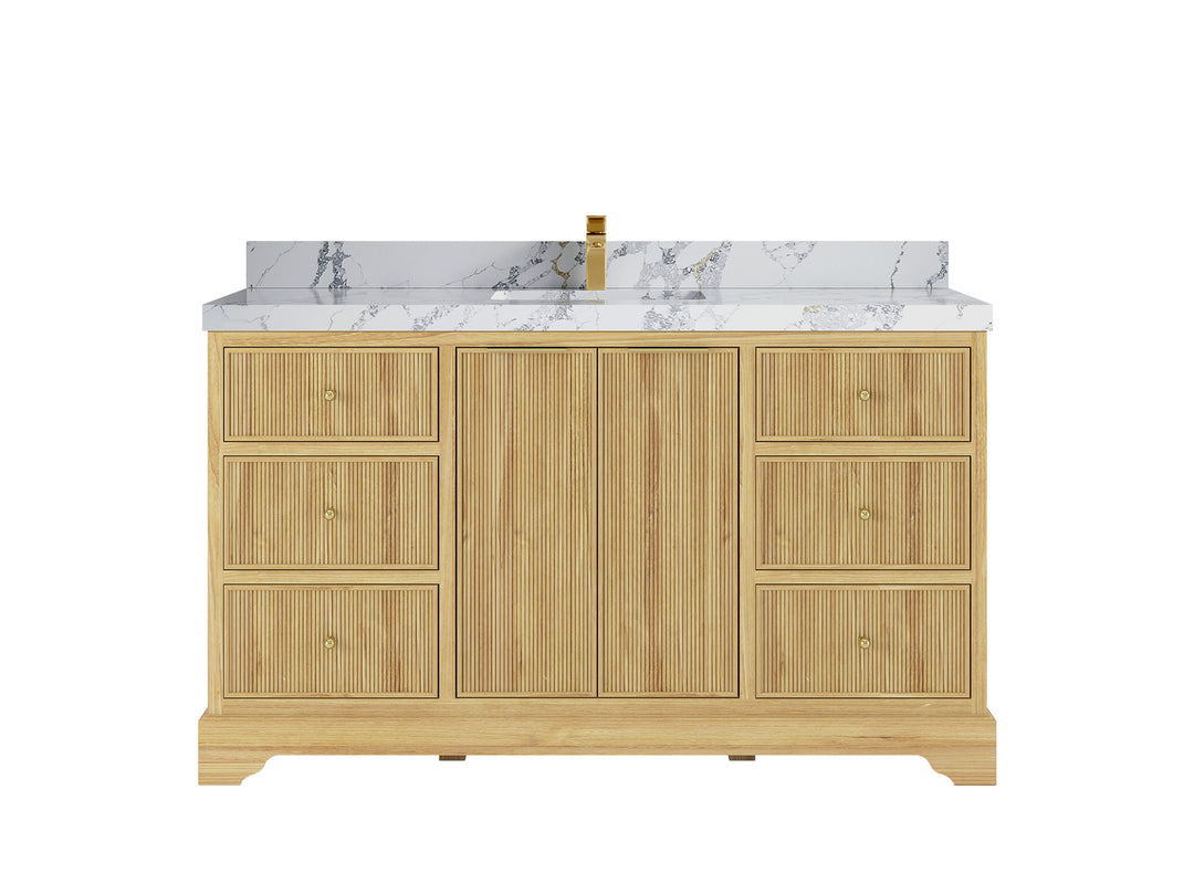 Austin Teak Wood 60 in. W x 22 in. D Double Sink Bathroom Vanity