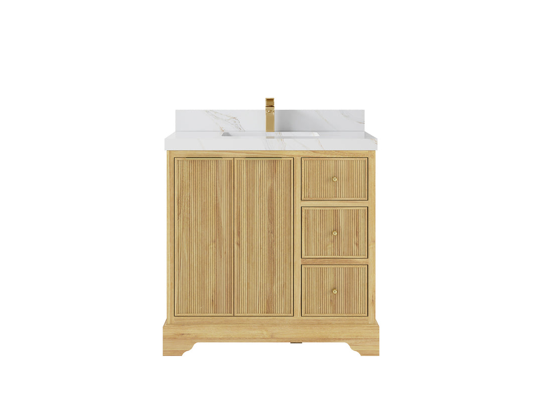 Austin Teak Wood 36" W x 22" D Center Sink Vanity for Contemporary Bathrooms