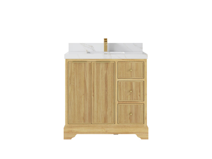 Austin Teak Wood 36" W x 22" D Center Sink Vanity for Contemporary Bathrooms - photo 19