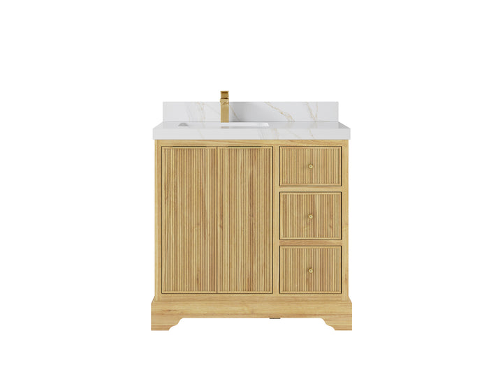 Austin Teak Wood 36 in. W x 22 in. D Left Offset Sink Bathroom Vanity - photo 22