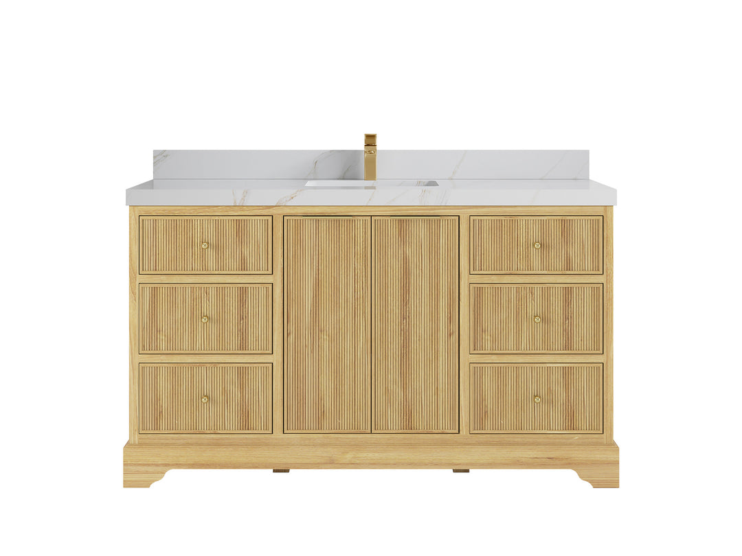 Austin Teak Wood 60 in. W x 22 in. D Single Sink Bathroom Vanity