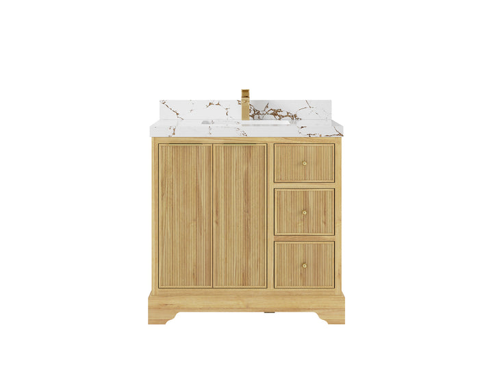 Austin Teak Wood 36" W x 22" D Center Sink Vanity for Contemporary Bathrooms - photo 22