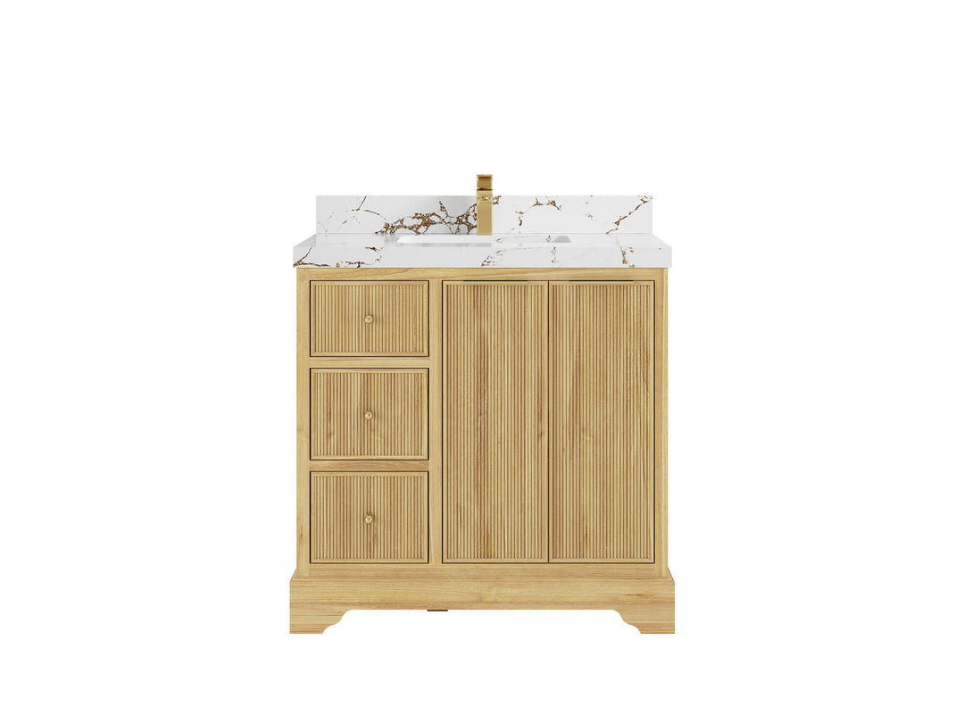 Austin Teak Wood 36 in. W x 22 in. D Center Sink Bathroom Vanity