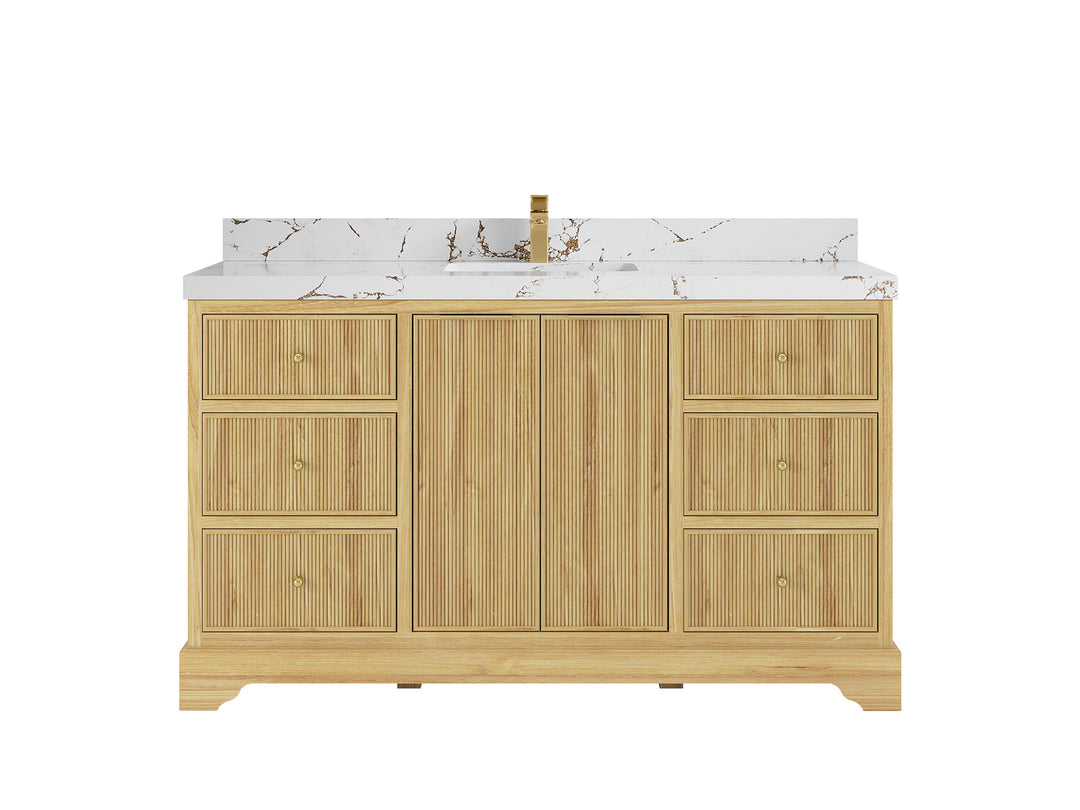 Austin Teak Wood 60 in. W x 22 in. D Single Sink Bathroom Vanity