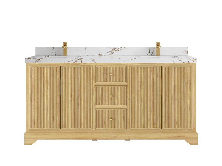 Austin Teak Wood 72 in. W x 22 in. D Double Sink Bathroom Vanity - photo 23