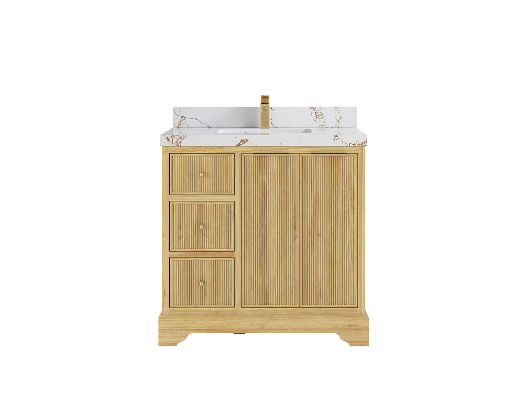 Austin Teak Wood 36 in. W x 22 in. D Center Sink Bathroom Vanity