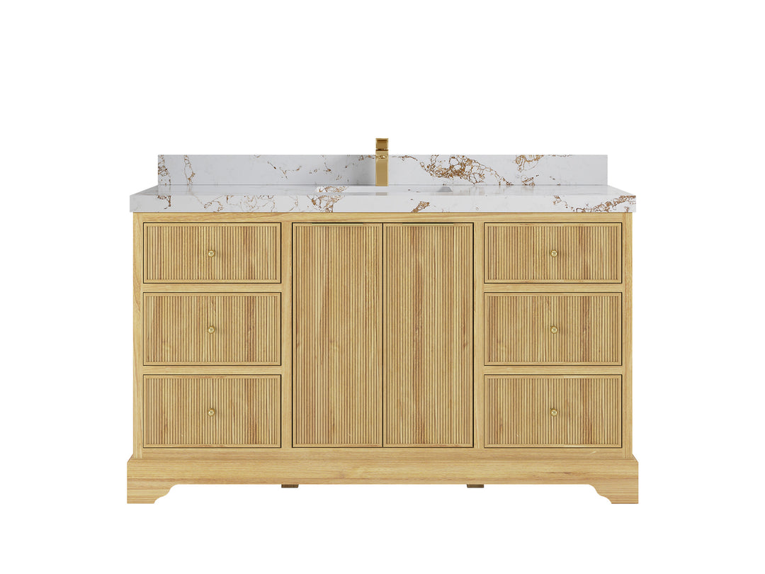 Austin Teak Wood 60 in. W x 22 in. D Single Sink Bathroom Vanity