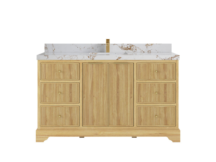 Austin Teak Wood 60 in. W x 22 in. D Double Sink Bathroom Vanity - photo 24