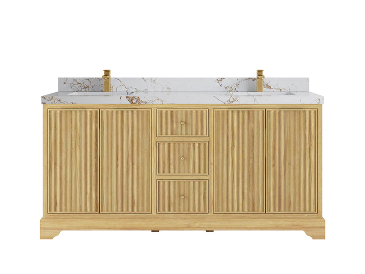 Austin Teak Wood 72 in. W x 22 in. D Double Sink Bathroom Vanity - photo 24