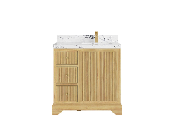 Austin Teak Wood 36 in. W x 22 in. D Right Offset Sink Bathroom Vanity - photo 25
