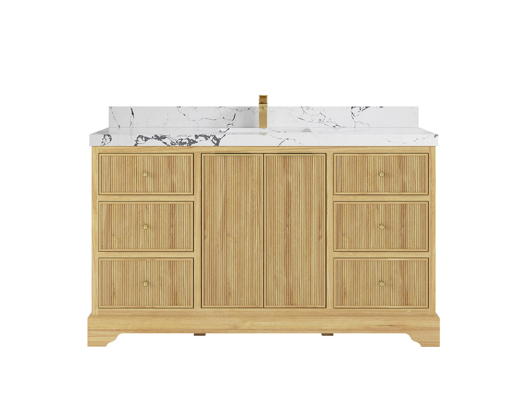 Austin Teak Wood 60 in. W x 22 in. D Double Sink Bathroom Vanity