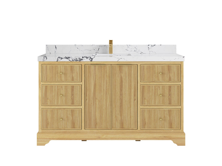 Austin Teak Wood 60 in. W x 22 in. D Double Sink Bathroom Vanity - photo 25