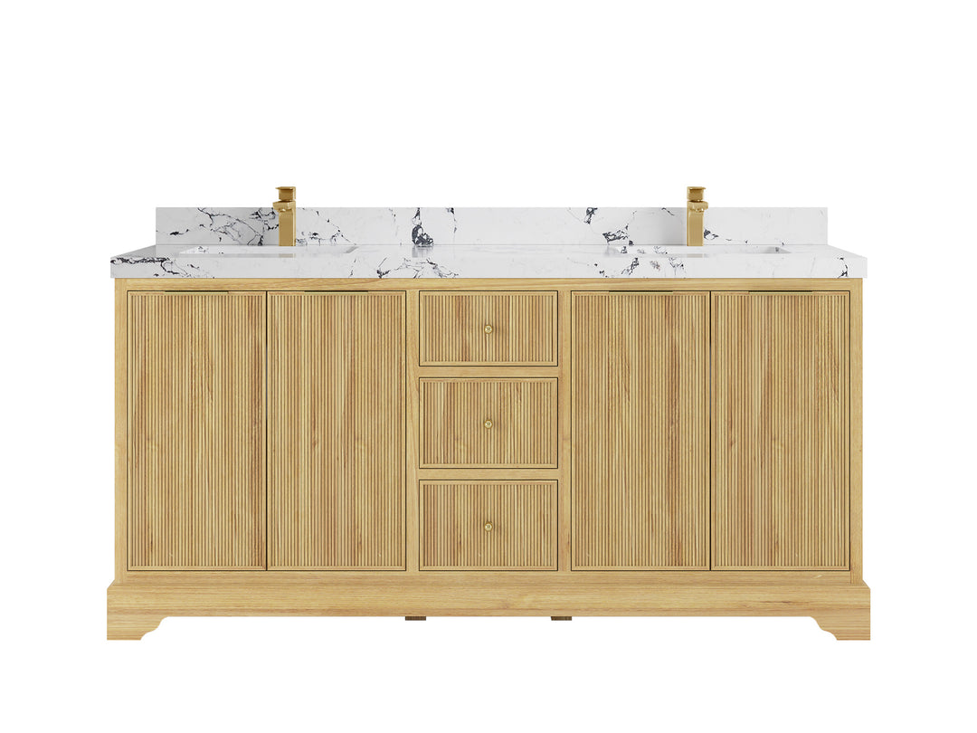 Austin Teak Wood 72 in. W x 22 in. D Double Sink Bathroom Vanity