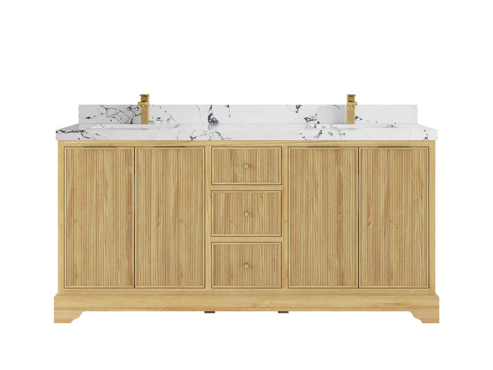 Austin Teak Wood 72 in. W x 22 in. D Double Sink Bathroom Vanity - photo 25