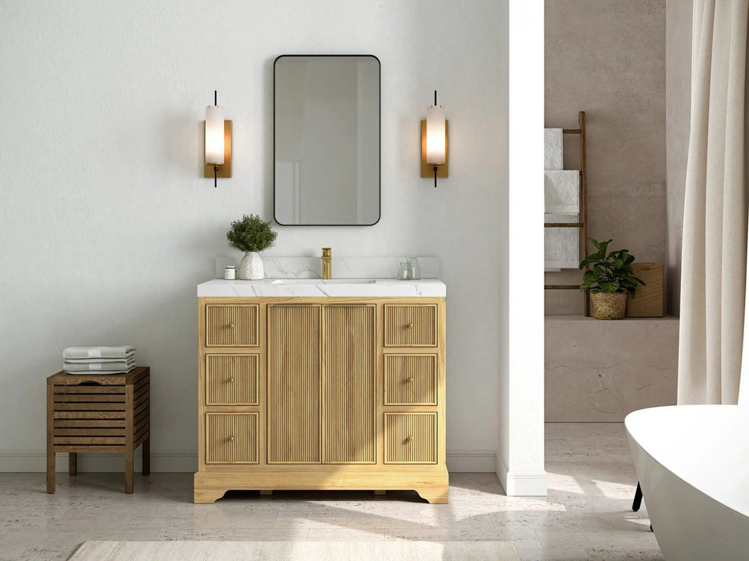 Austin Teak Wood 42 in. W x 22 in. D Single Sink Bathroom Vanity