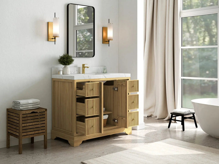 Austin Teak Wood 42 in. W x 22 in. D Single Sink Bathroom Vanity - photo 3