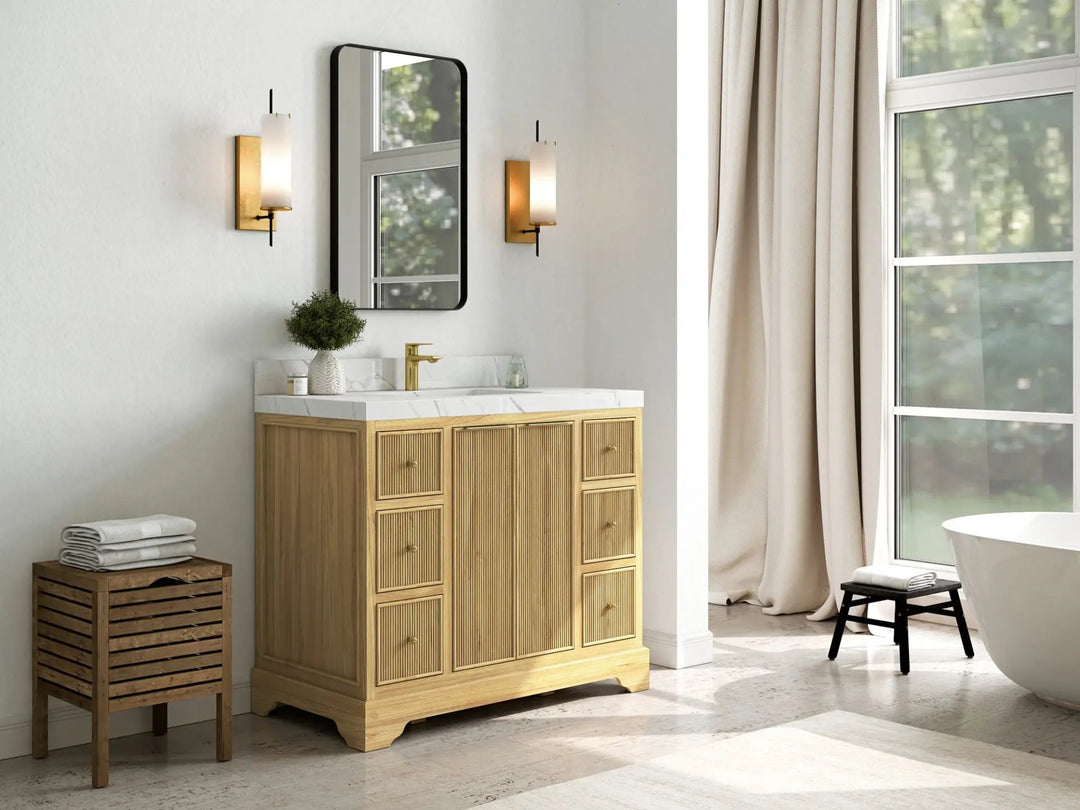 Austin Teak Wood 42 in. W x 22 in. D Single Sink Bathroom Vanity