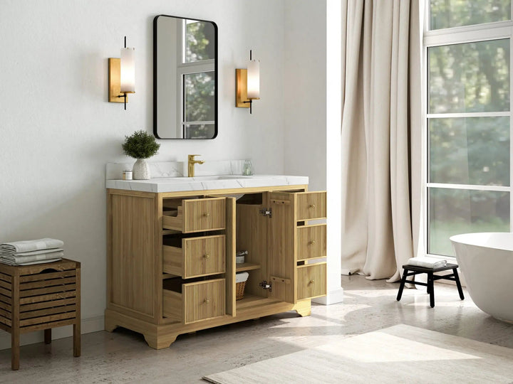 Austin Teak Wood 48 in. W x 22 in. D Single Sink Bathroom Vanity - photo 3