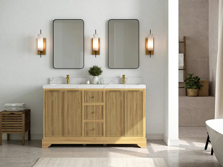 Austin Teak Wood 60 in. W x 22 in. D Double Sink Bathroom Vanity - photo 4