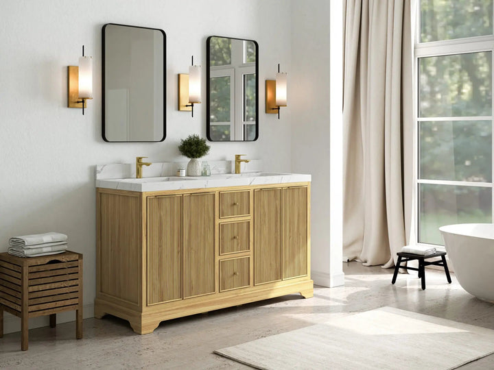 Austin Teak Wood 60 in. W x 22 in. D Double Sink Bathroom Vanity - photo 2