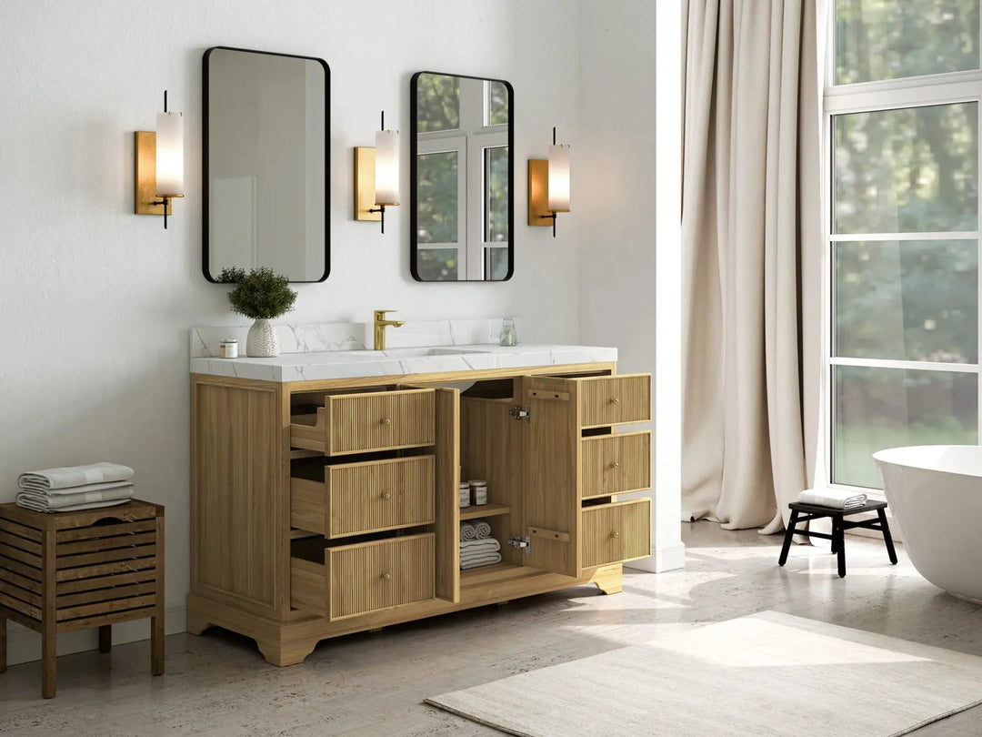 Austin Teak Wood 60 in. W x 22 in. D Single Sink Bathroom Vanity