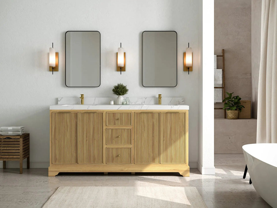 Austin Teak Wood 72 in. W x 22 in. D Double Sink Bathroom Vanity