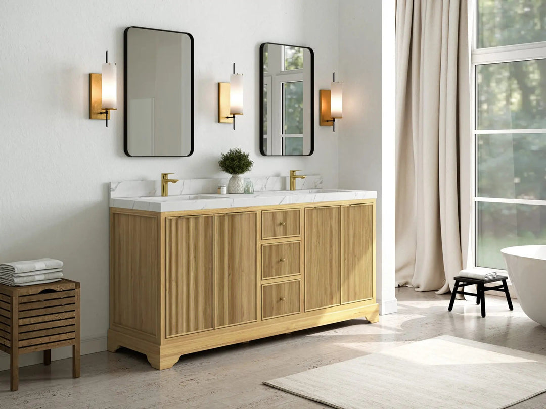 Austin Teak Wood 72 in. W x 22 in. D Double Sink Bathroom Vanity