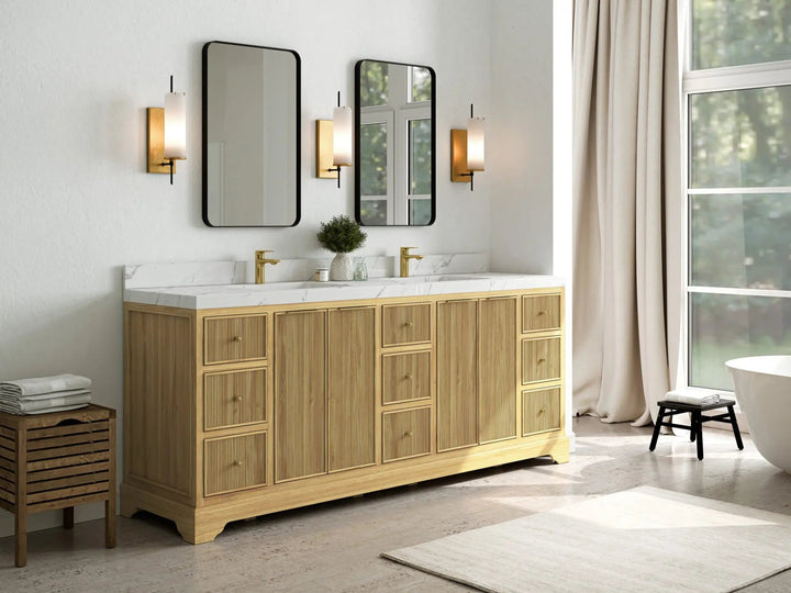 Austin Teak Wood 84 in. W x 22 in. D Double Sink Bathroom Vanity - photo 2