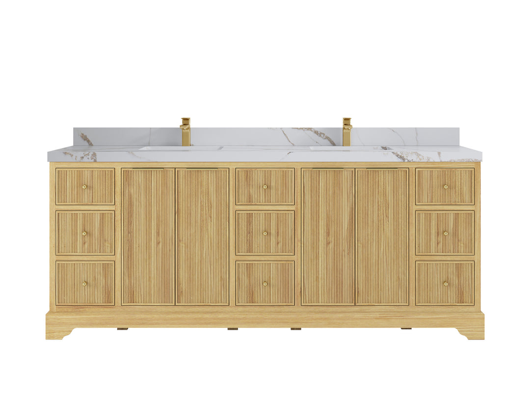 Austin Teak Wood 84 in. W x 22 in. D Double Sink Bathroom Vanity