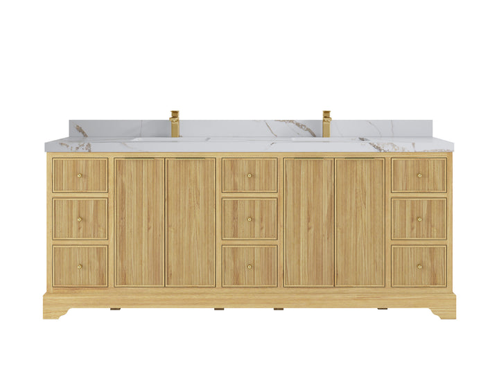 Austin Teak Wood 84 in. W x 22 in. D Double Sink Bathroom Vanity - photo 30