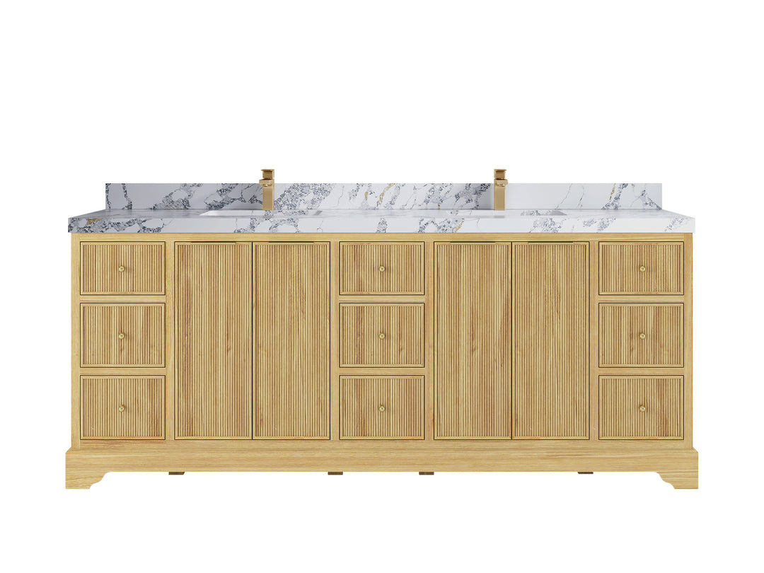 Austin Teak Wood 84 in. W x 22 in. D Double Sink Bathroom Vanity