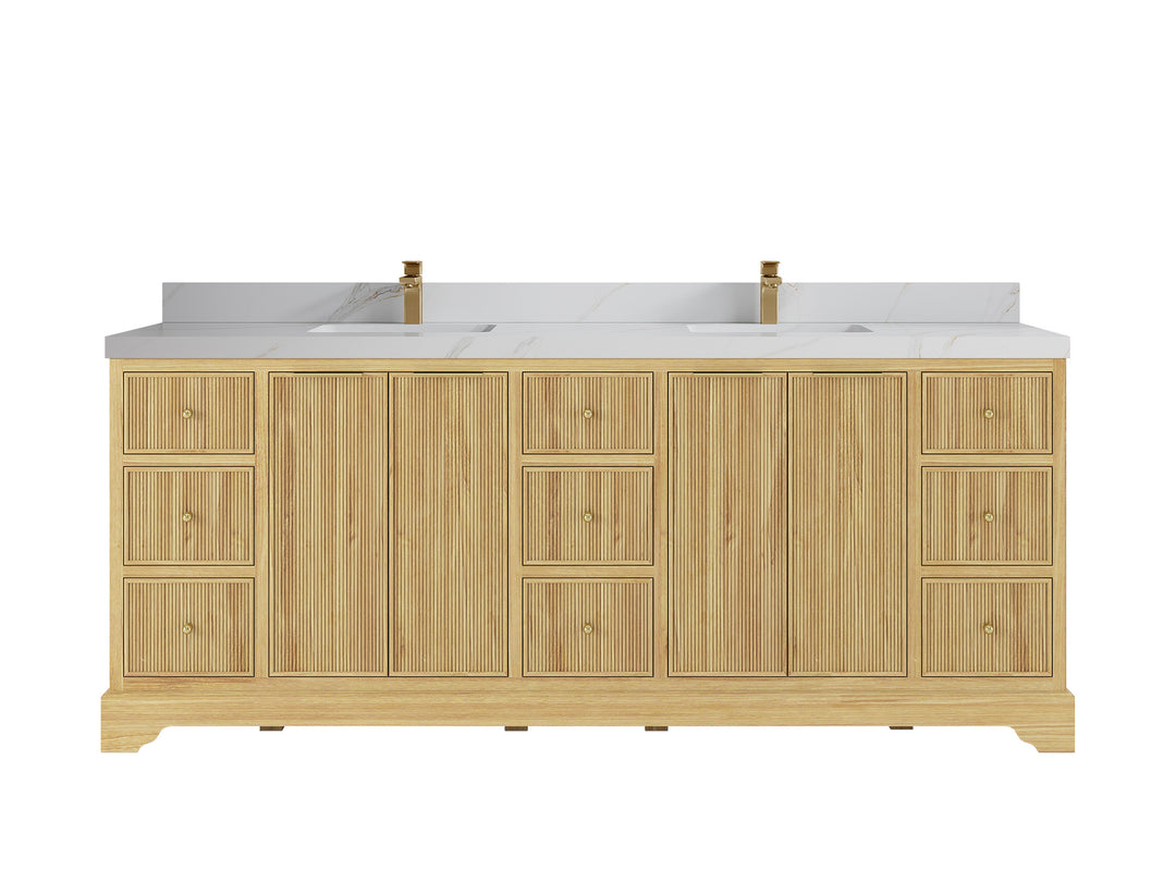 Austin Teak Wood 84 in. W x 22 in. D Double Sink Bathroom Vanity