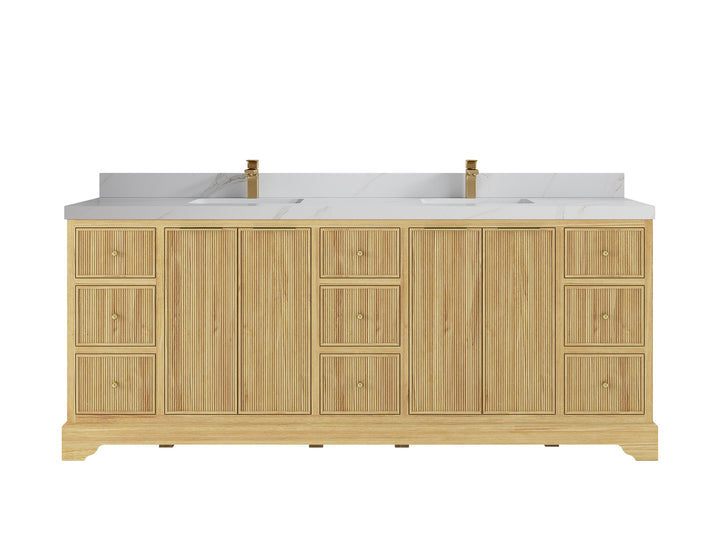 Austin Teak Wood 84 in. W x 22 in. D Double Sink Bathroom Vanity - photo 21