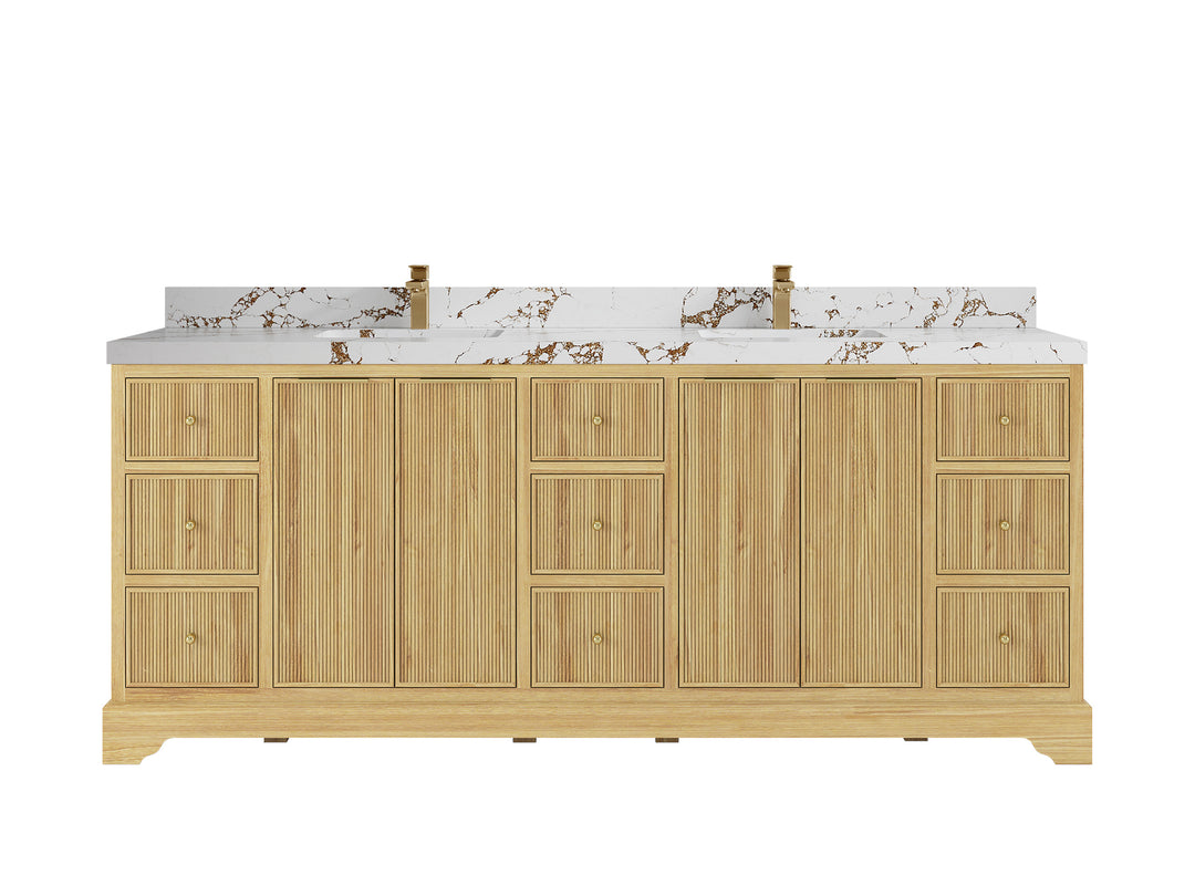 Austin Teak Wood 84 in. W x 22 in. D Double Sink Bathroom Vanity