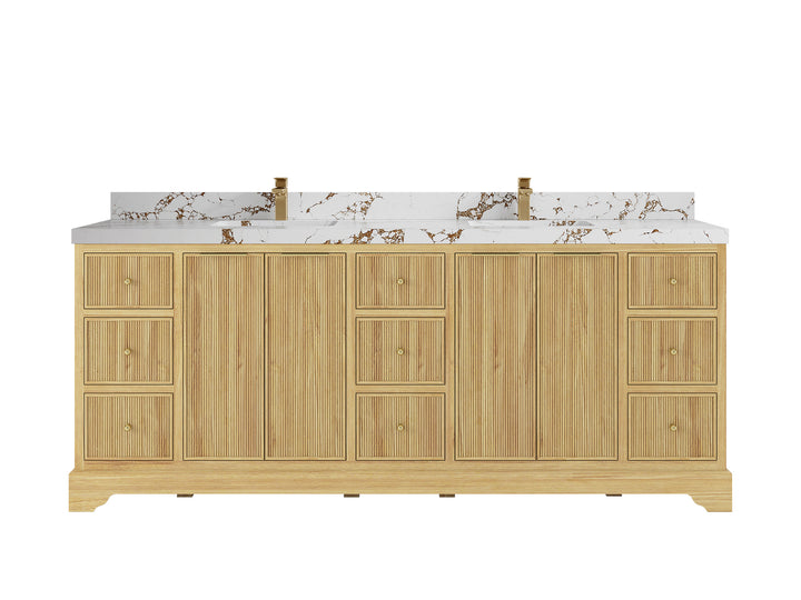 Austin Teak Wood 84 in. W x 22 in. D Double Sink Bathroom Vanity - photo 22