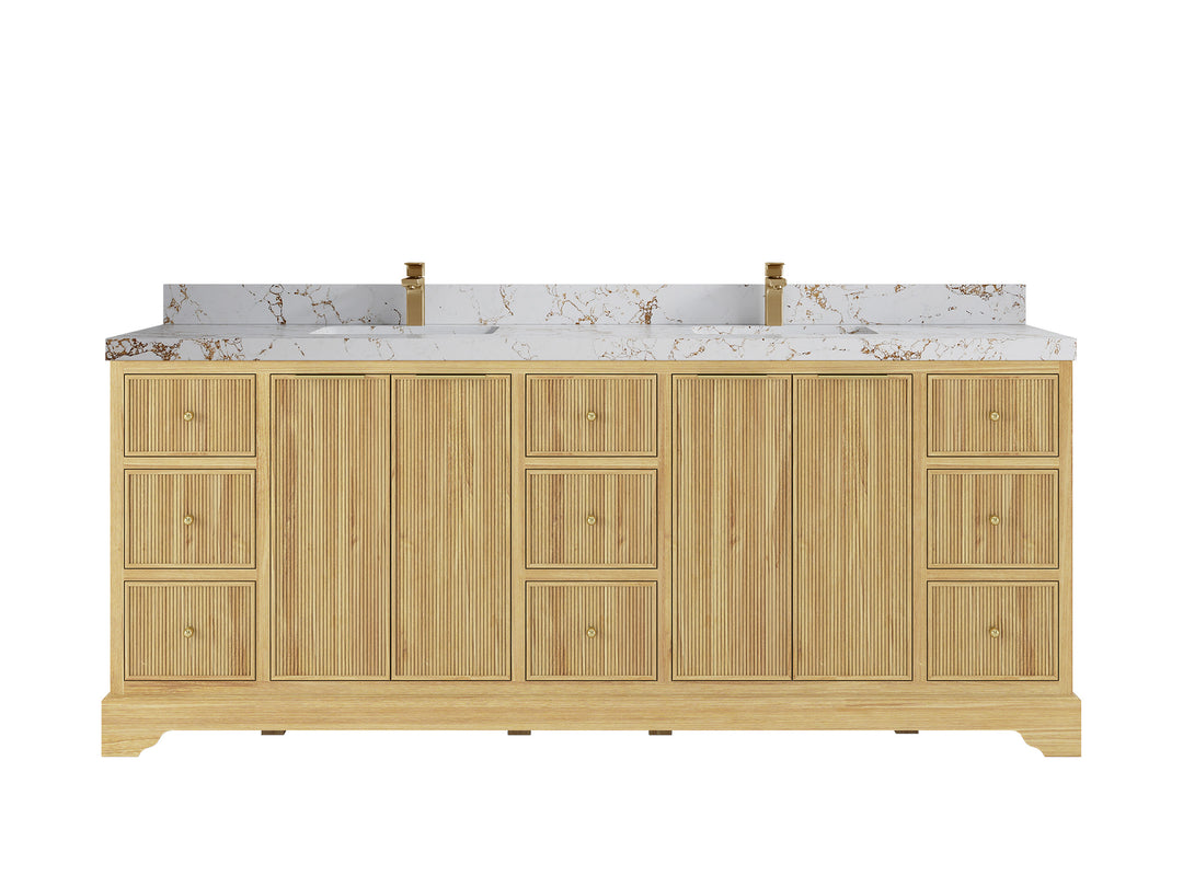 Austin Teak Wood 84 in. W x 22 in. D Double Sink Bathroom Vanity