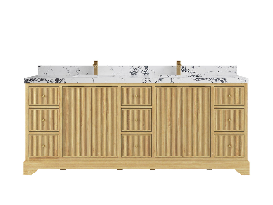 Austin Teak Wood 84 in. W x 22 in. D Double Sink Bathroom Vanity